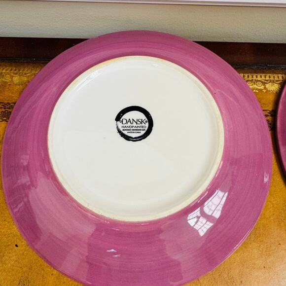 Dansk Ratatouille 9" Salad Lunch Handpainted Plates Set of 4 Eggplant Pepper - Picture 4 of 6